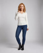 Women's Long Sleeve Shirt with Delicate Lace Accents - Front View
