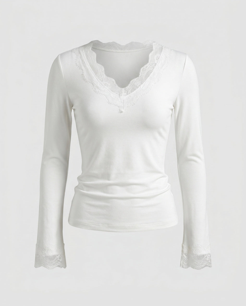 Women's Long Sleeve Shirt with Delicate Lace Accents