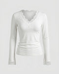 Women's Long Sleeve Shirt with Delicate Lace Accents