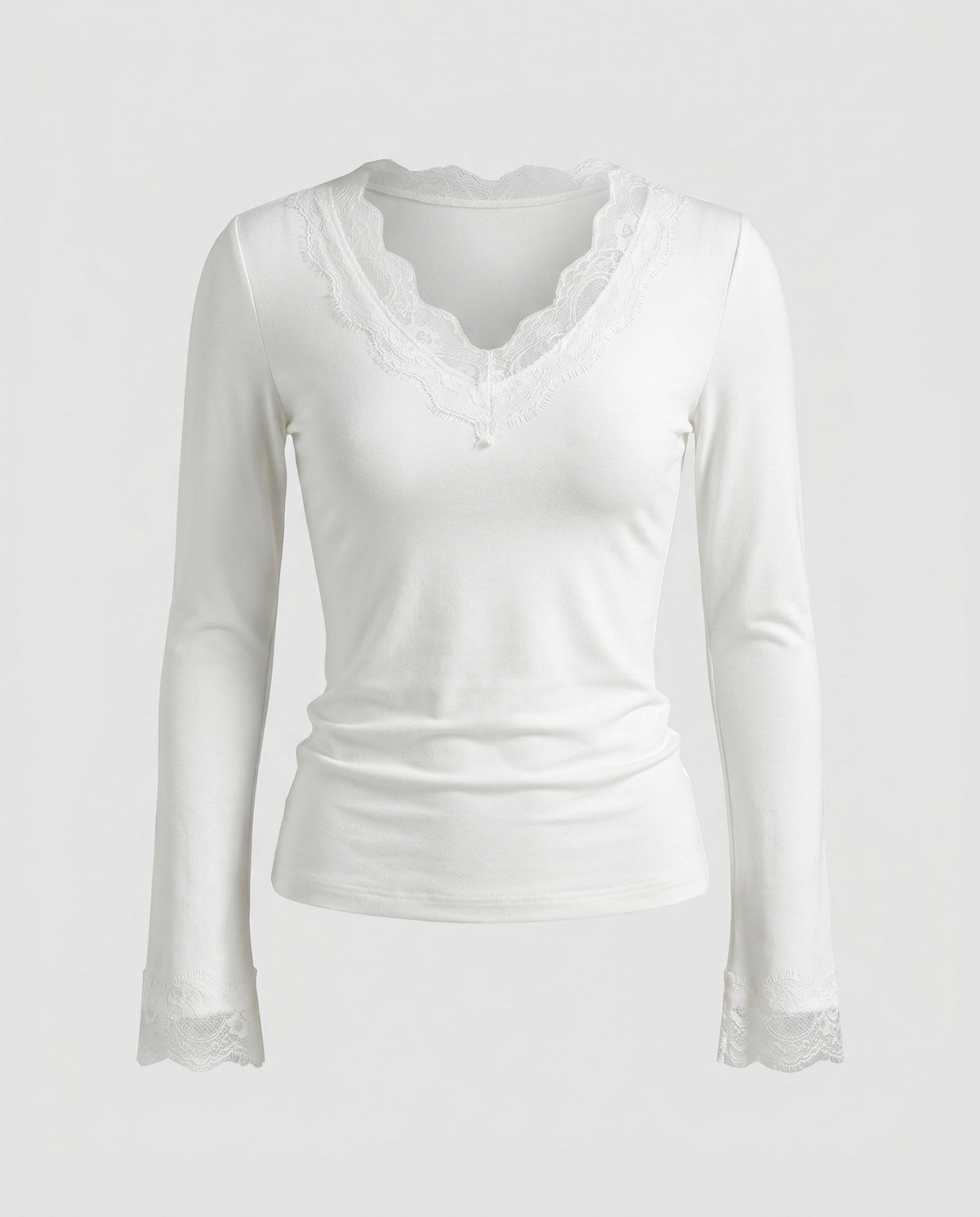 Women's Long Sleeve Shirt with Delicate Lace Accents