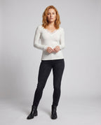Women's Long Sleeve Shirt with Delicate Lace Embellishments - Front View