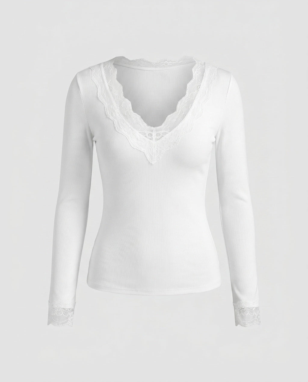 Women's Long Sleeve Shirt with Delicate Lace Embellishments