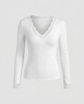 Women's Long Sleeve Shirt with Delicate Lace Embellishments