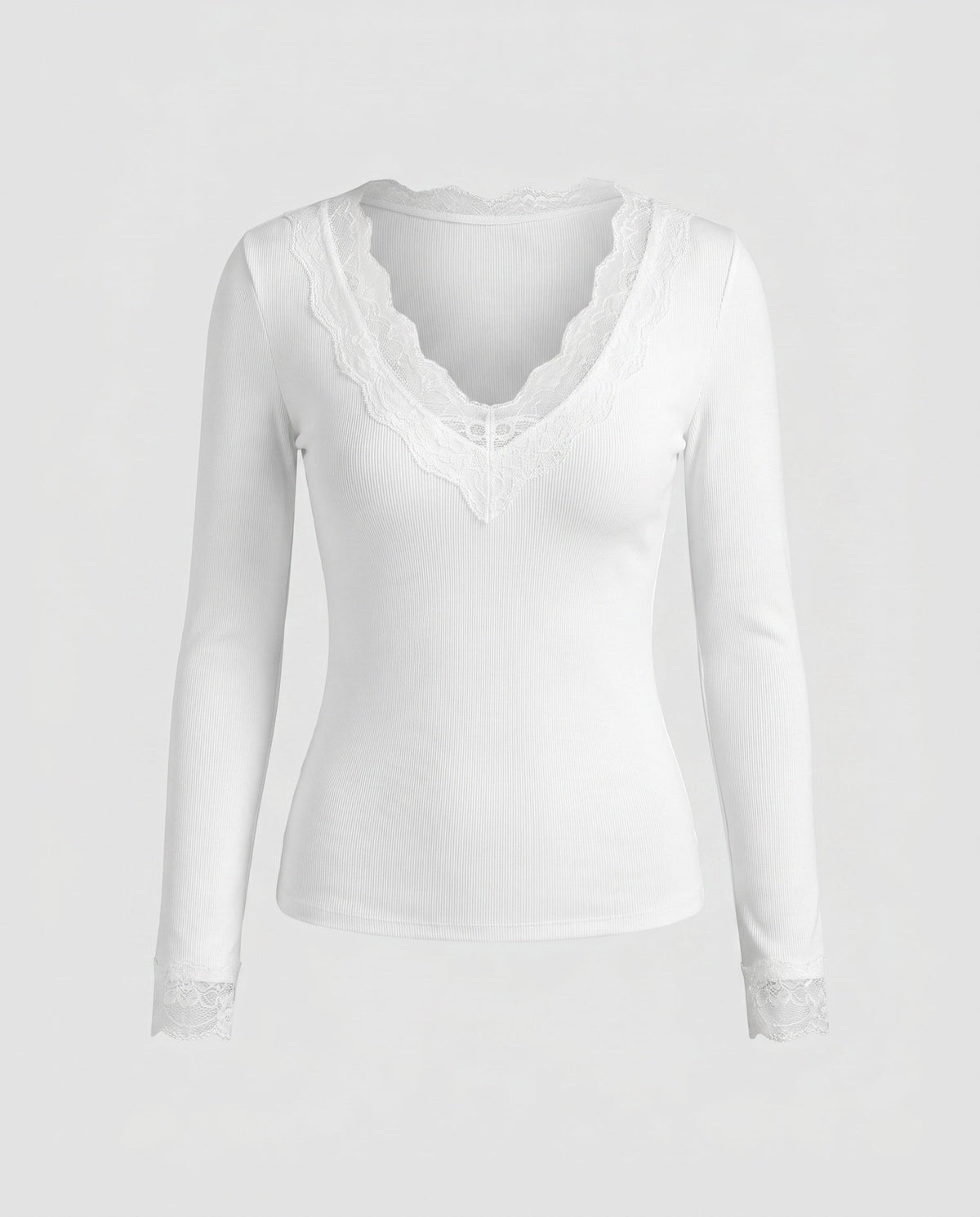 Women's Long Sleeve Shirt with Delicate Lace Embellishments