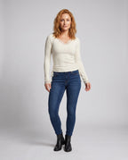 Women's Long Sleeve Shirt with Delicate Lace Embellishment - Front View