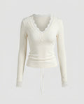 Women's Long Sleeve Shirt with Delicate Lace Embellishment