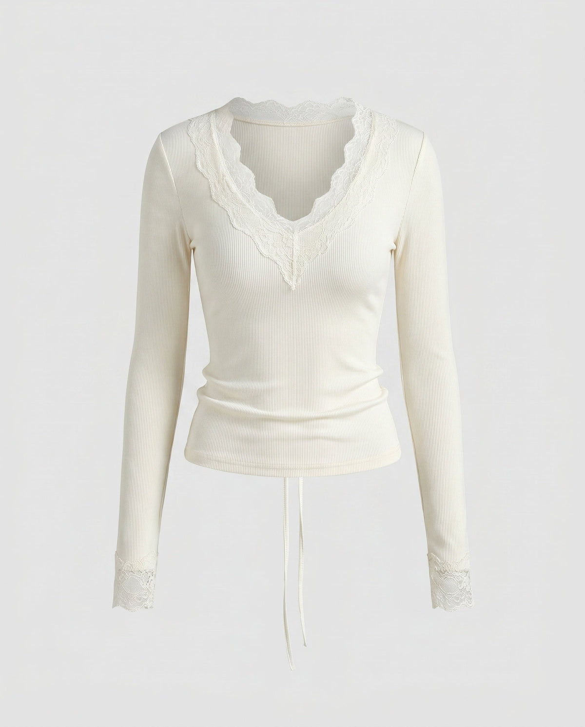 Women's Long Sleeve Shirt with Delicate Lace Embellishment