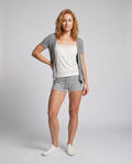 Women's Casual Blouse with Elegant Lace Sleeves and Chic Neckline - Front View