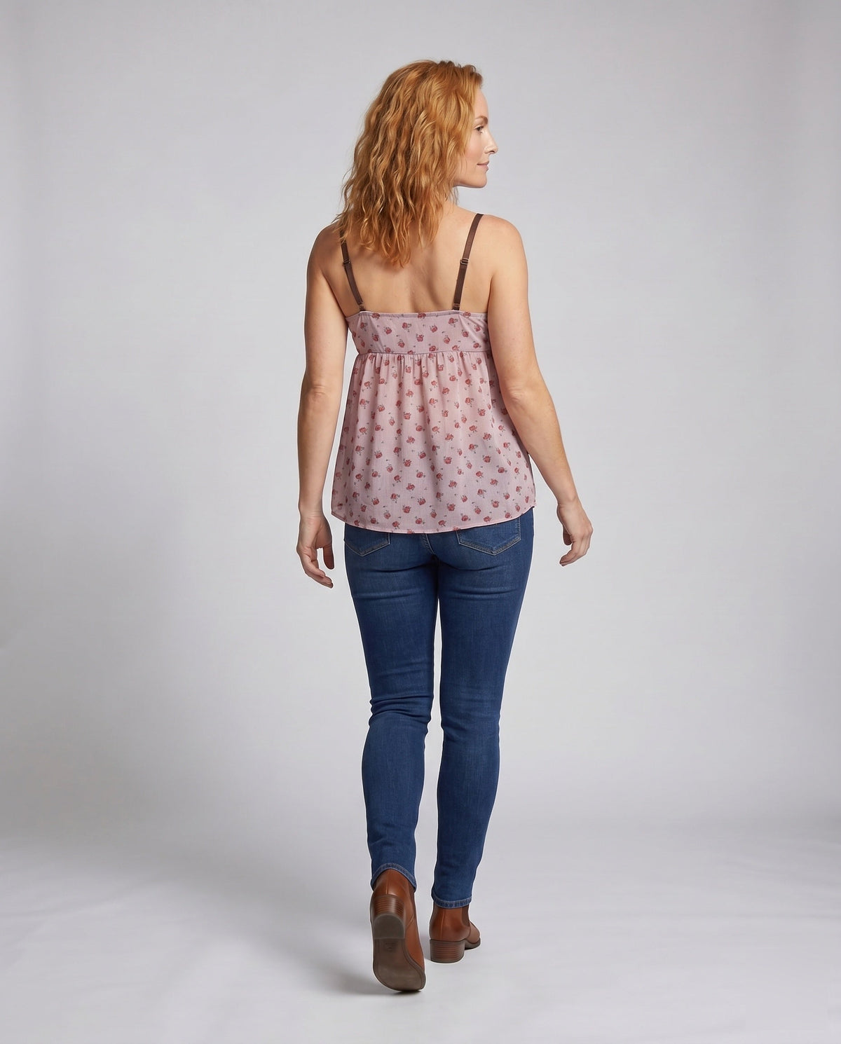 Women's Casual Blouse Top with Floral Patterns - Back View