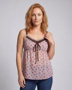 Women's Casual Blouse Top with Floral Patterns - Upper Body View