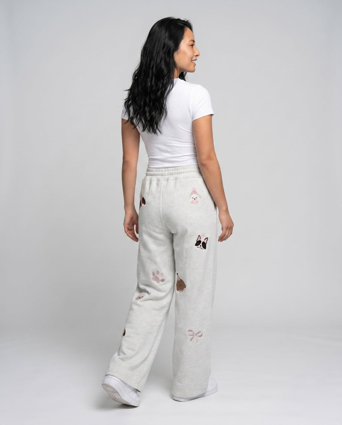 Women's Loose Casual Pants with Playful Animal Designs - Back View