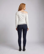 Women's Off-Shoulder Top with Delicate Lace Trim and Casual Fit - Back View