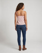 Women's Polka-Dot Spaghetti-Strap Top with Lace Trim - Back View