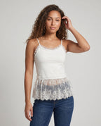 Women's Spaghetti Top with Elegant Lace Finish - Upper Body View