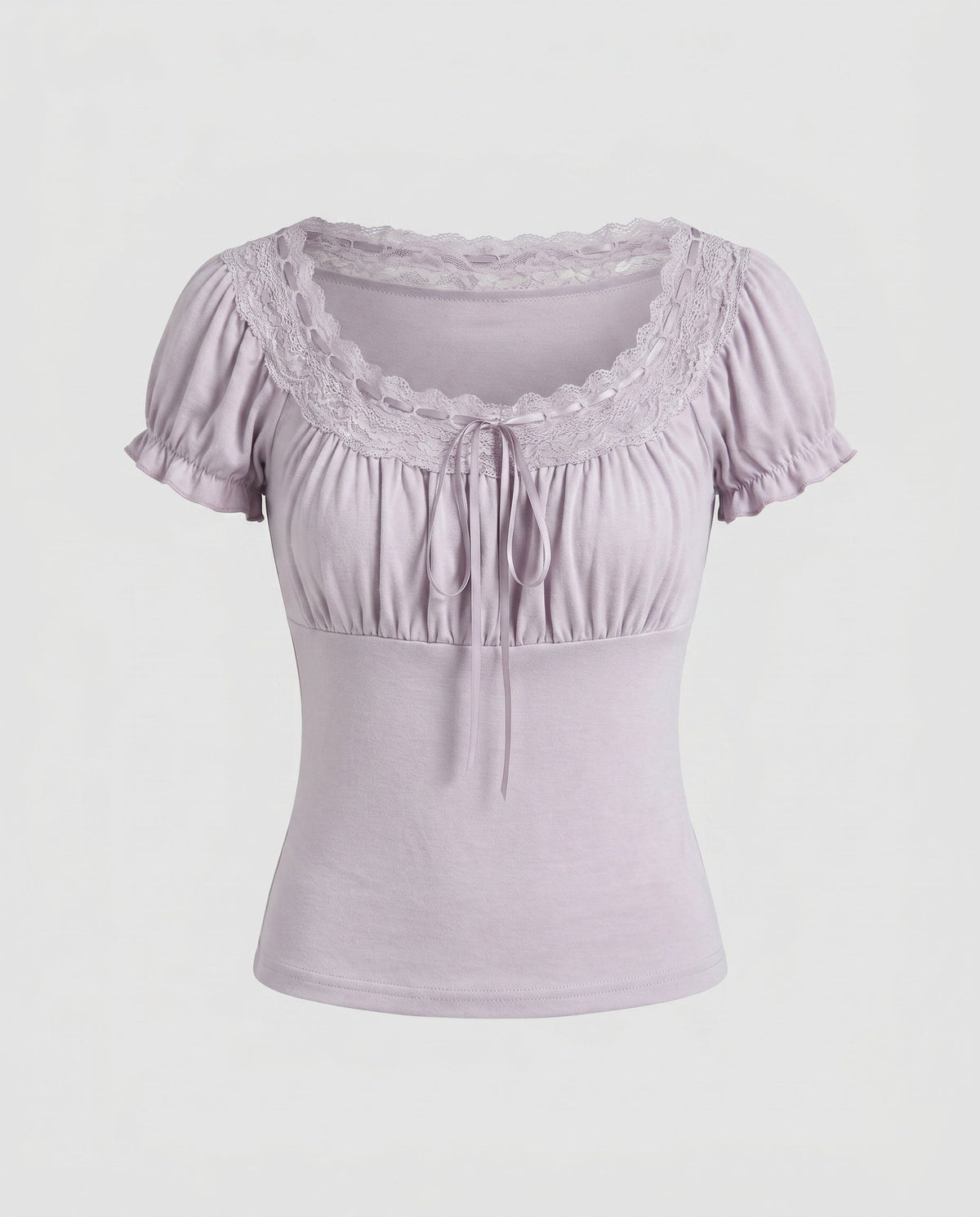 Women's Lace T-Shirt with Elegant Ruffle and Decorative Hem