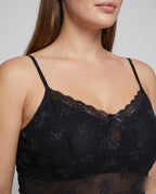Women's Lace Camisole Top with Elegant Floral Design - Close-Up Detail