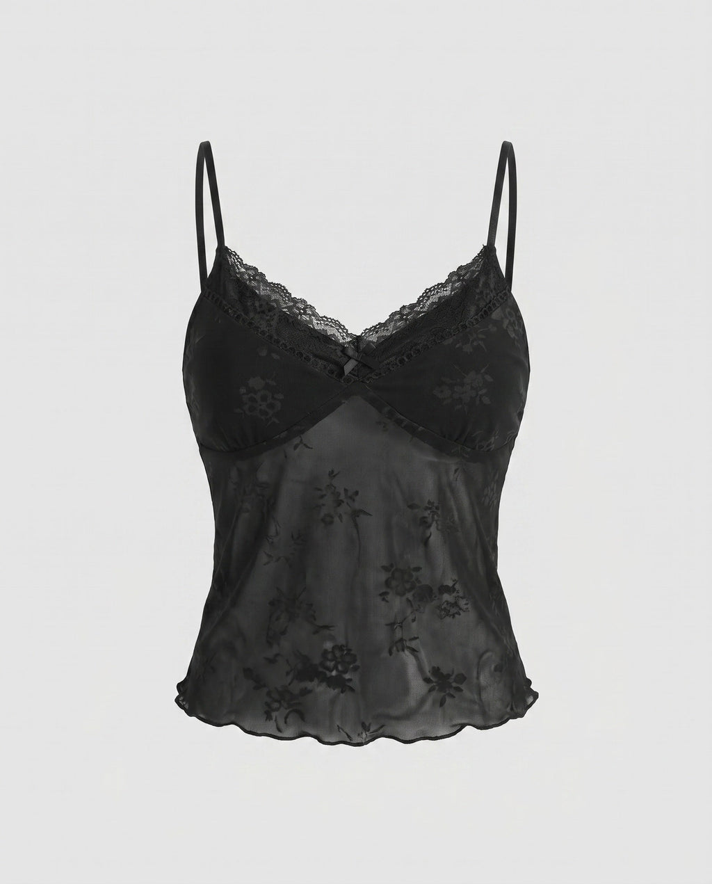 Women's Lace Camisole Top with Elegant Floral Design