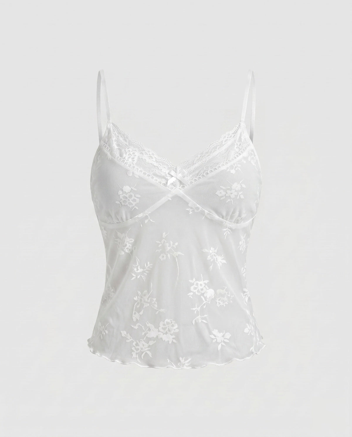Women's Lace Camisole Top with Elegant Floral Design