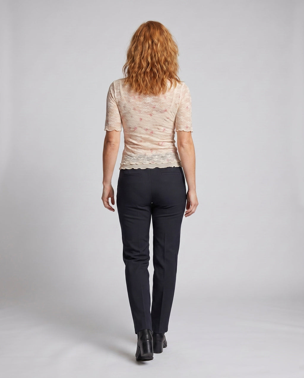 Women's Lace Dress with Delicate Floral Details - Back View