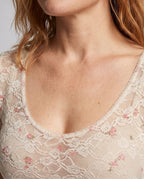 Women's Lace Dress with Delicate Floral Details - Close-Up Detail
