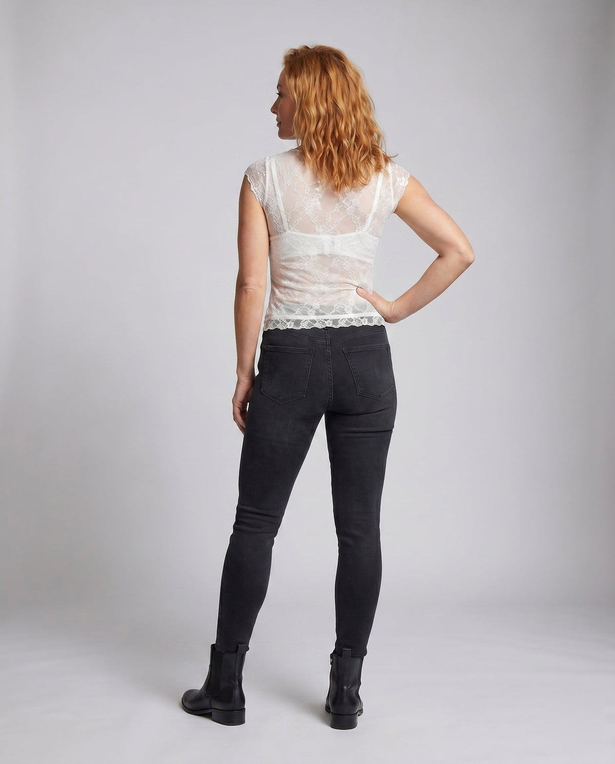 Women's Lace Top with Decorative Lacing - Back View