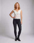 Women's Lace Top with Decorative Lacing - Upper Body View