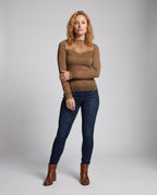 Women's Lace Top with Elegant Long Sleeve Design - Front View
