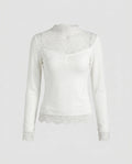 Women's Lace Top with Elegant Long Sleeve Design