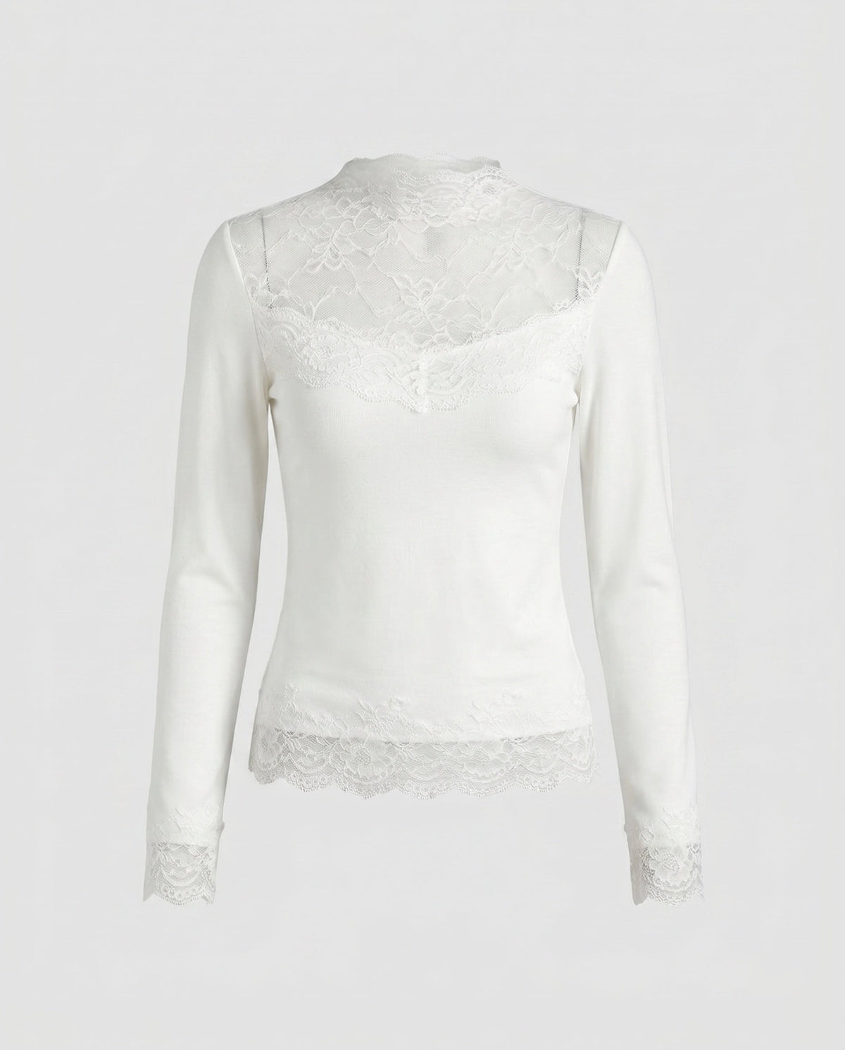 Women's Lace Top with Elegant Long Sleeve Design