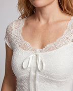 Women's Lace Top with Elegant Lacing - Close-Up Detail
