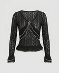 Women's Lace Top with Ruffle Details and Elegant V-Neck