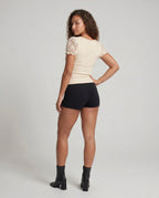 Women's Lace Top with Voluminous Ruffle Edges and an Elegant Waistband - Back View