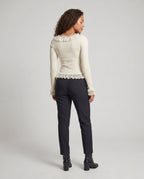 Women's Lace Top with Delicate Ruffle Details - Back View