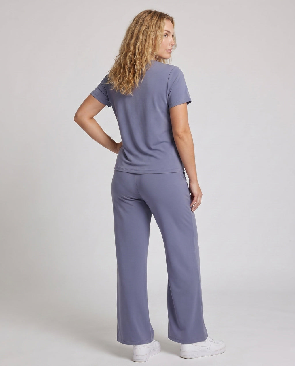 Women's Casual Lounge Set with Comfortable Elastic Waistband - Back View