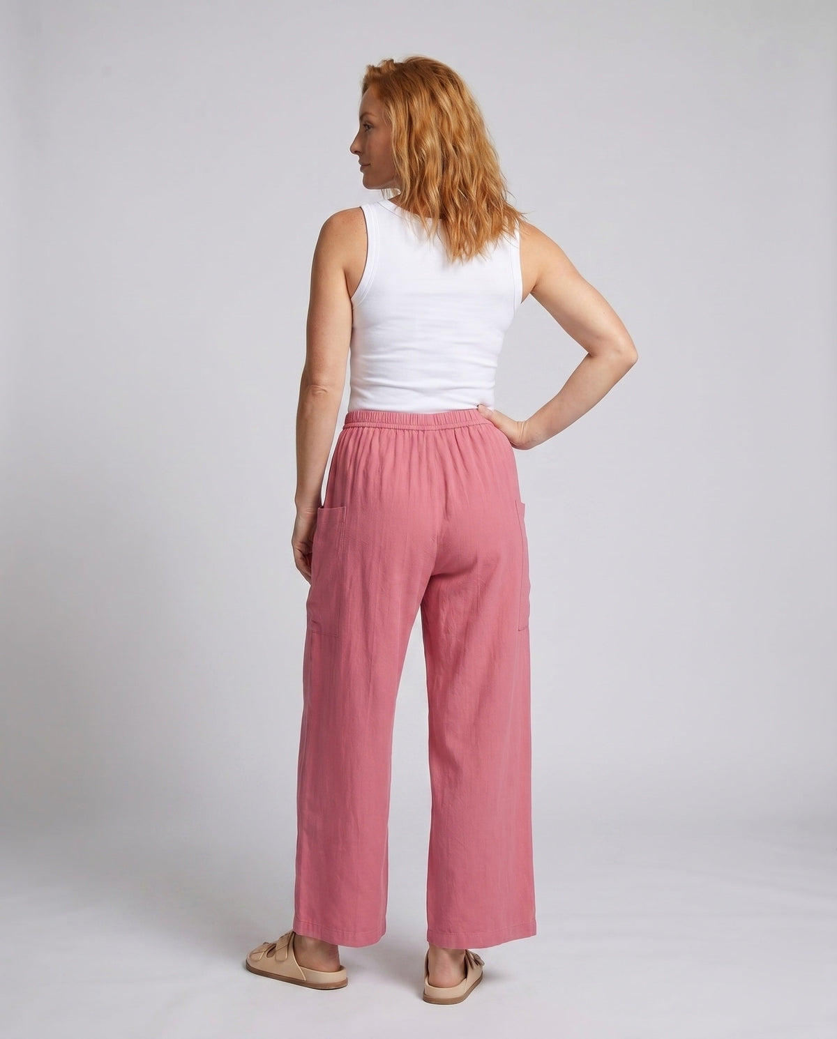 Women's Airy and Comfortable Harem Pants with Practical Pockets - Back View