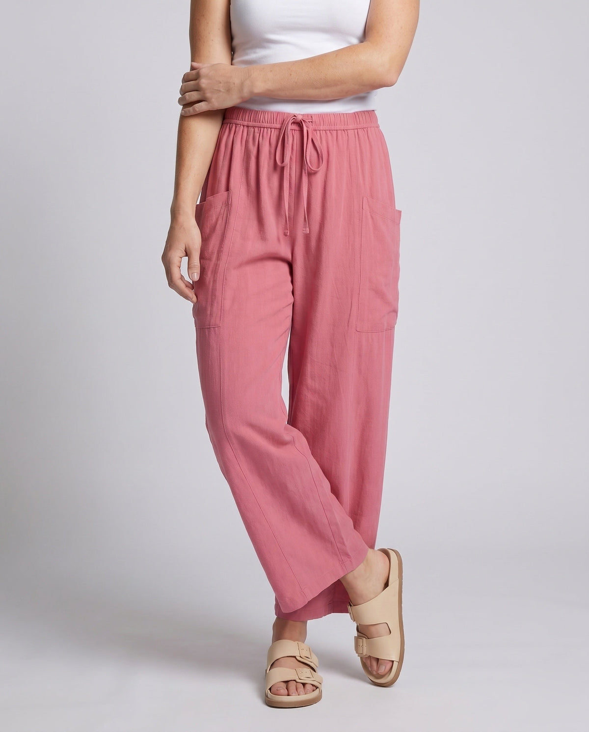 Women's Airy and Comfortable Harem Pants with Practical Pockets - Lower Body View