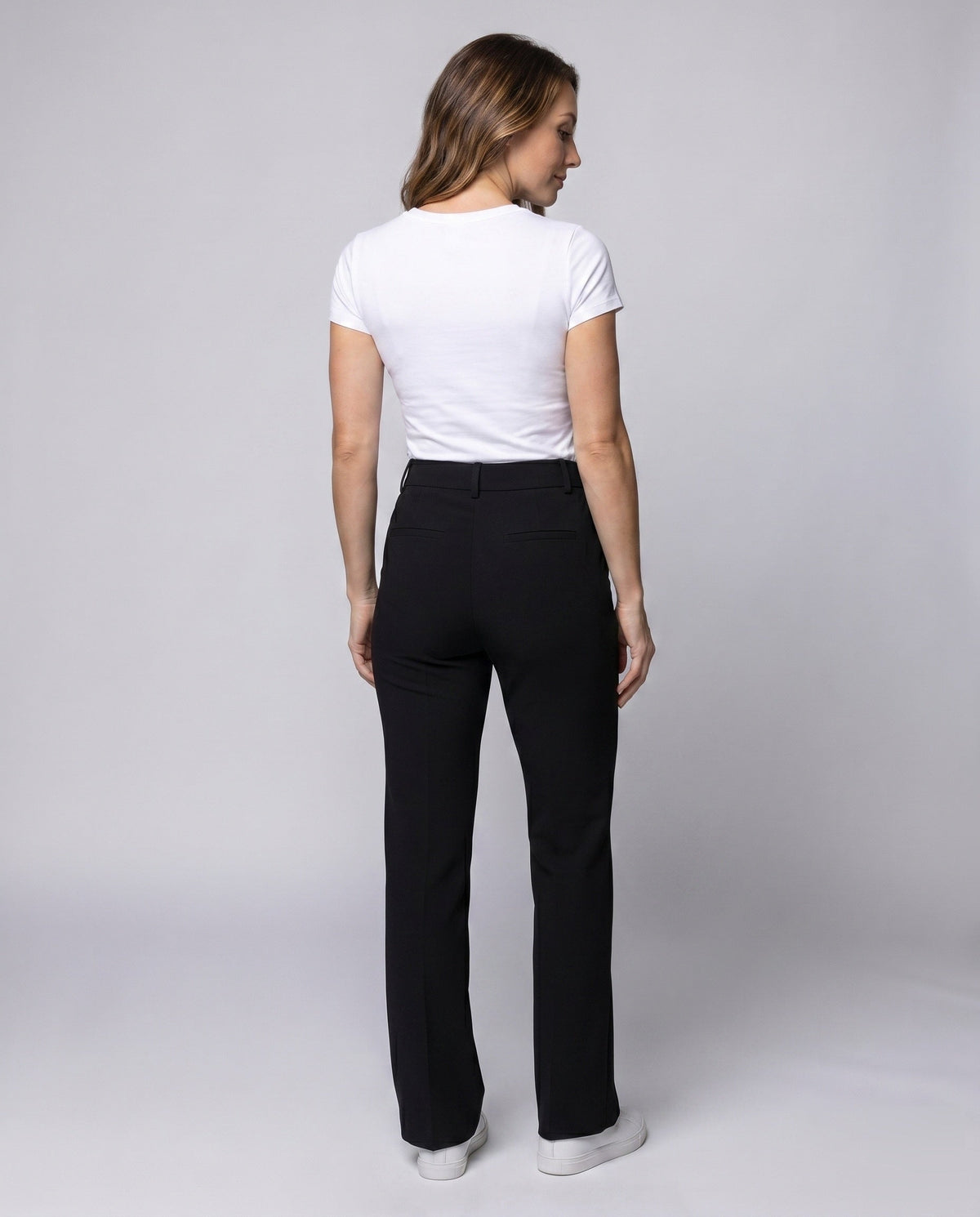 Women's Elegant Culotte Pants with Side Slits - Back View