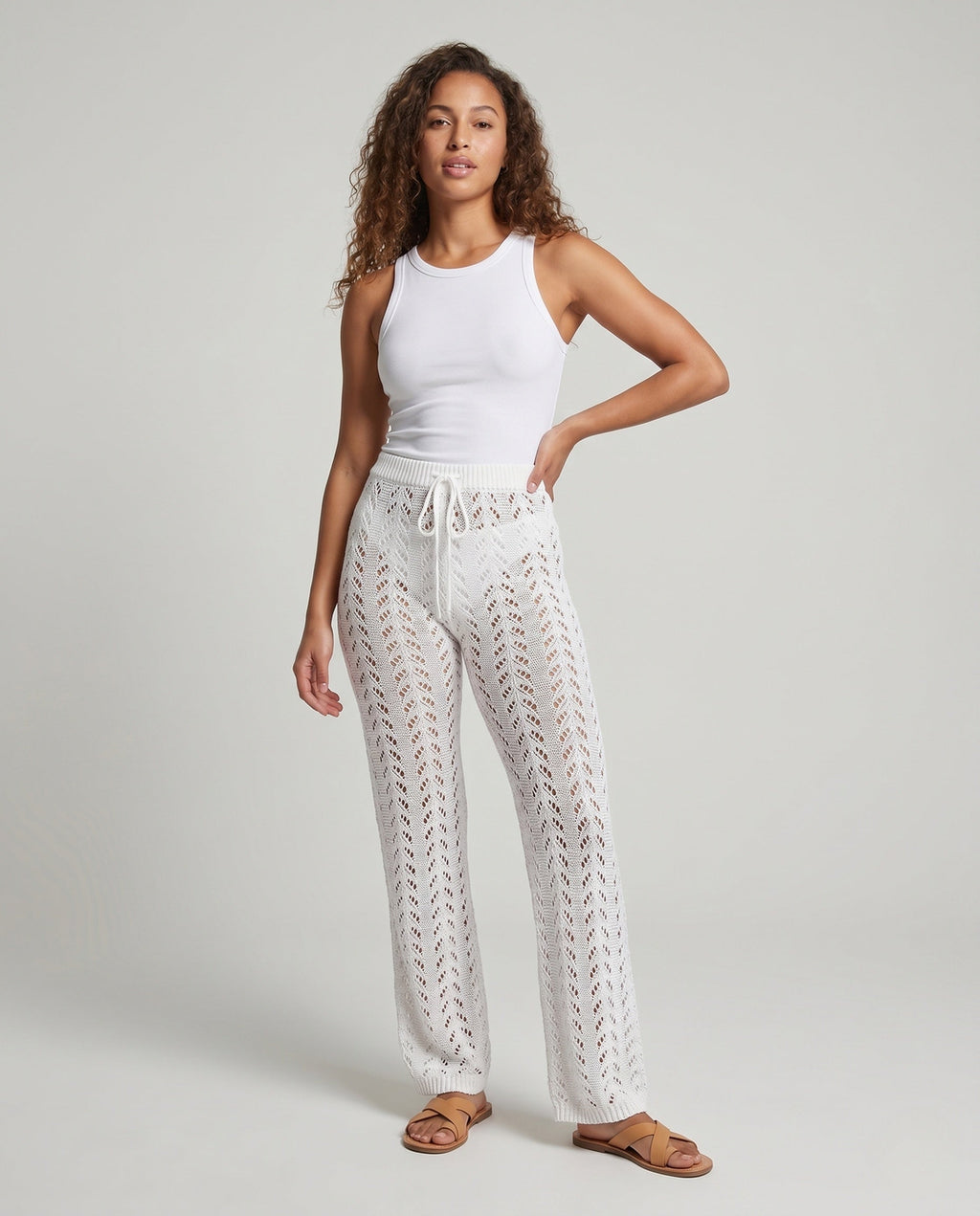 Women's Airy Knitted Pants - Front View