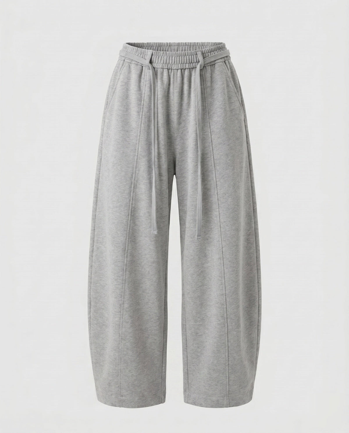 Women's Culotte Sweatpants with High Ribbed Waistband, Drawstring