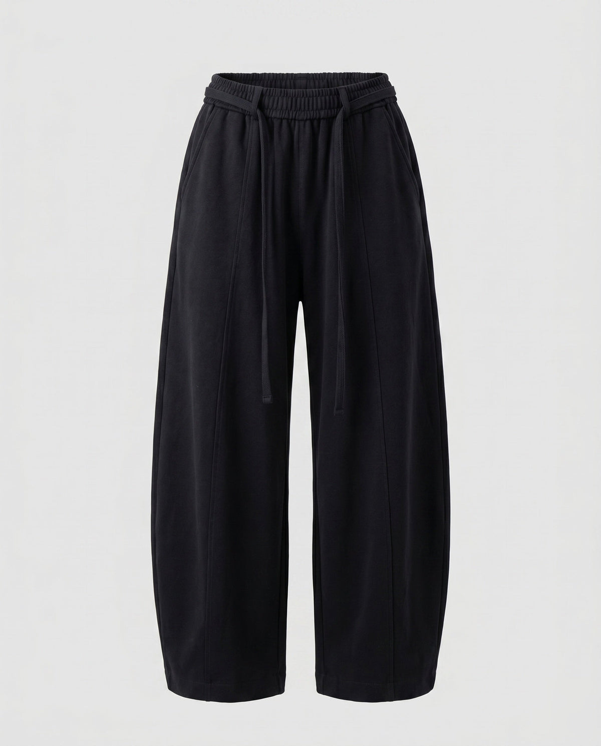Women's Culotte Sweatpants with High Ribbed Waistband, Drawstring