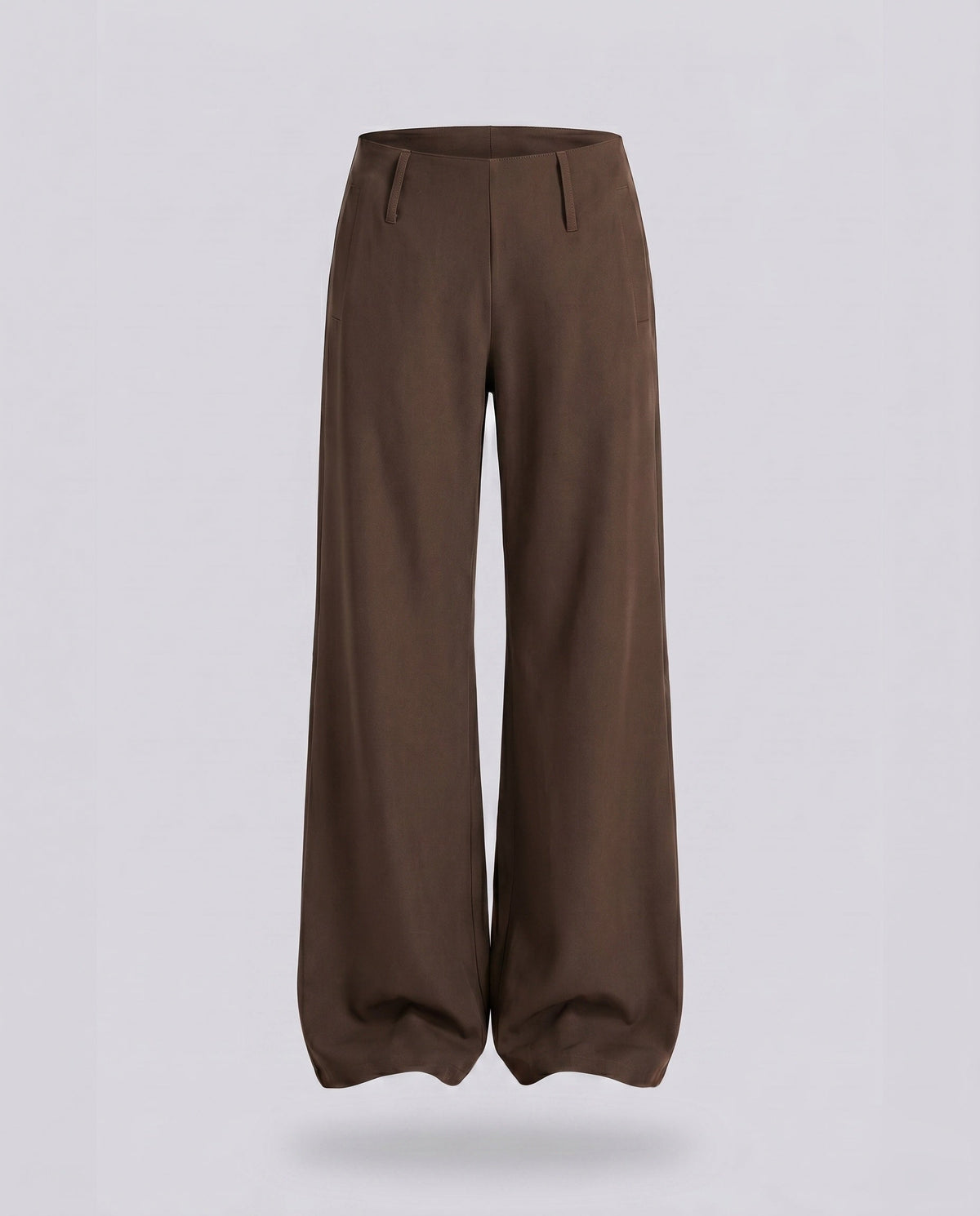 Women's Elegant Palazzo Pants with Curved Waistband, Belt Loops