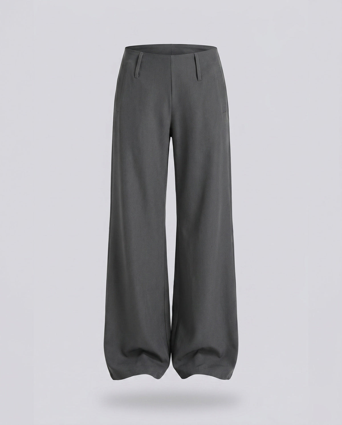 Women's Elegant Palazzo Pants with Curved Waistband, Belt Loops