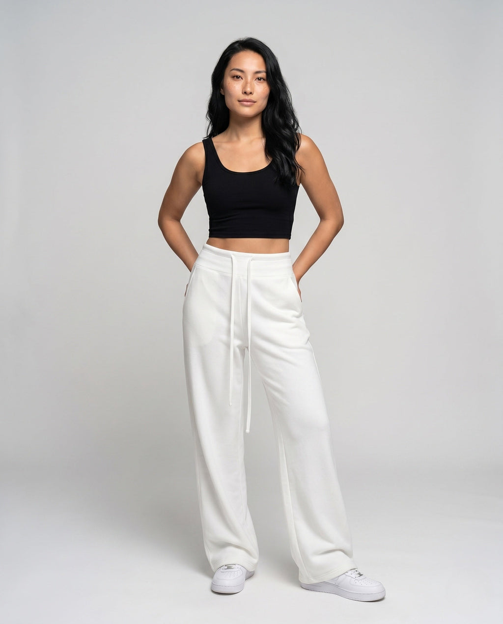 Women's Cropped Shirt with Square Neckline - Front View