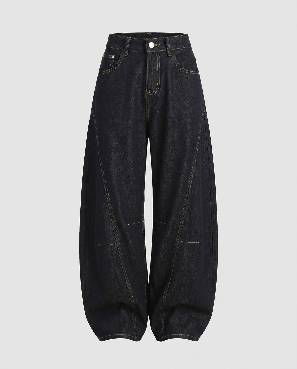 Women's High-Cut Extra Wide Jeans Pants with Striking Decorative Seams