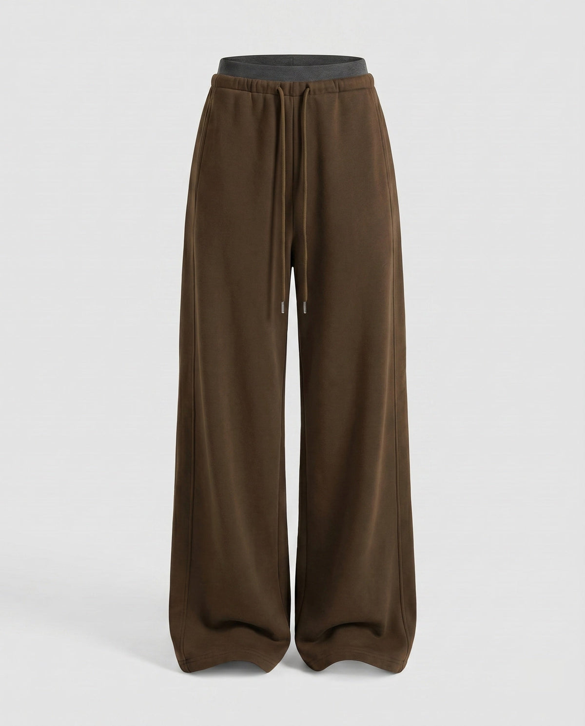 Women's High-Waisted Wide Jogging Pants with Drawstring Front Seam