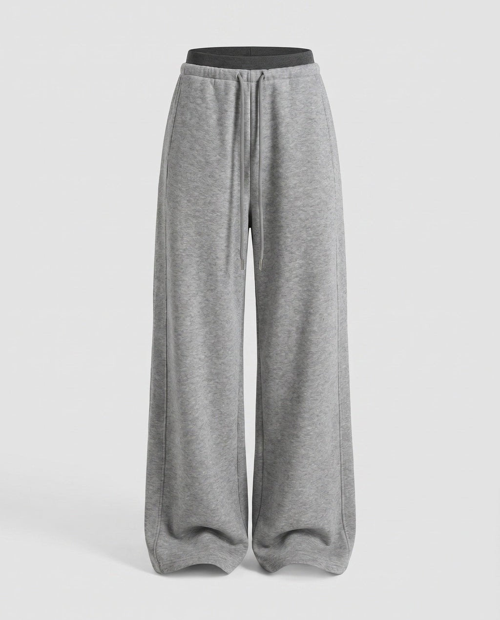 Women's High-Waisted Wide Jogging Pants with Drawstring Front Seam