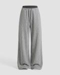 Women's High-Waisted Wide Jogging Pants with Drawstring Front Seam