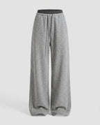 Women's High-Waisted Wide Jogging Pants with Drawstring Front Seam