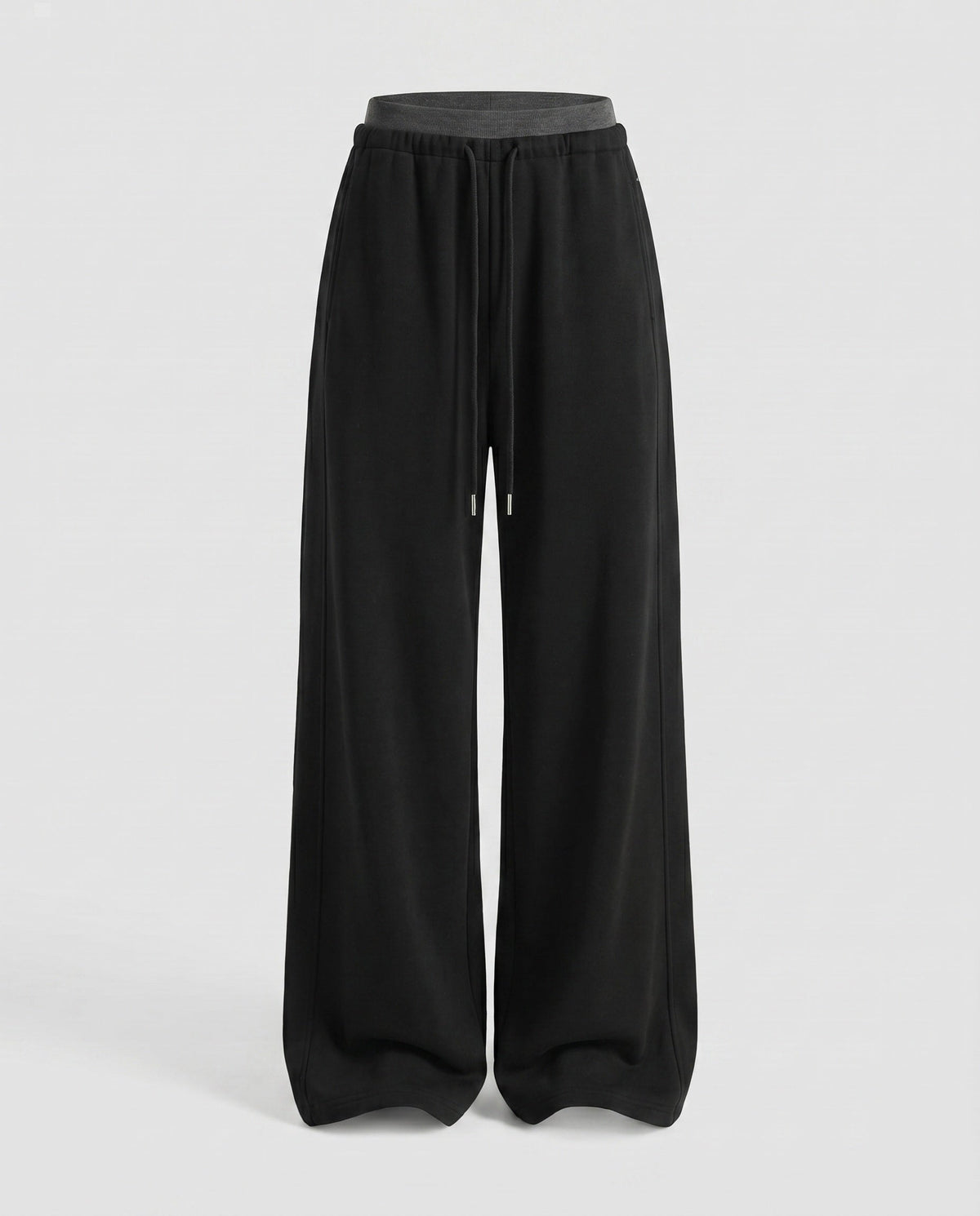 Women's High-Waisted Wide Jogging Pants with Drawstring Front Seam