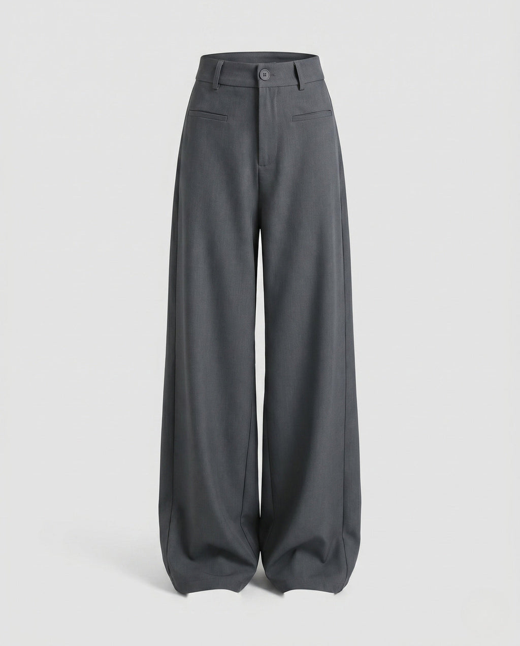 Women's High-Waisted Suit Pants with Wide Legs, Crease, Piped Pockets